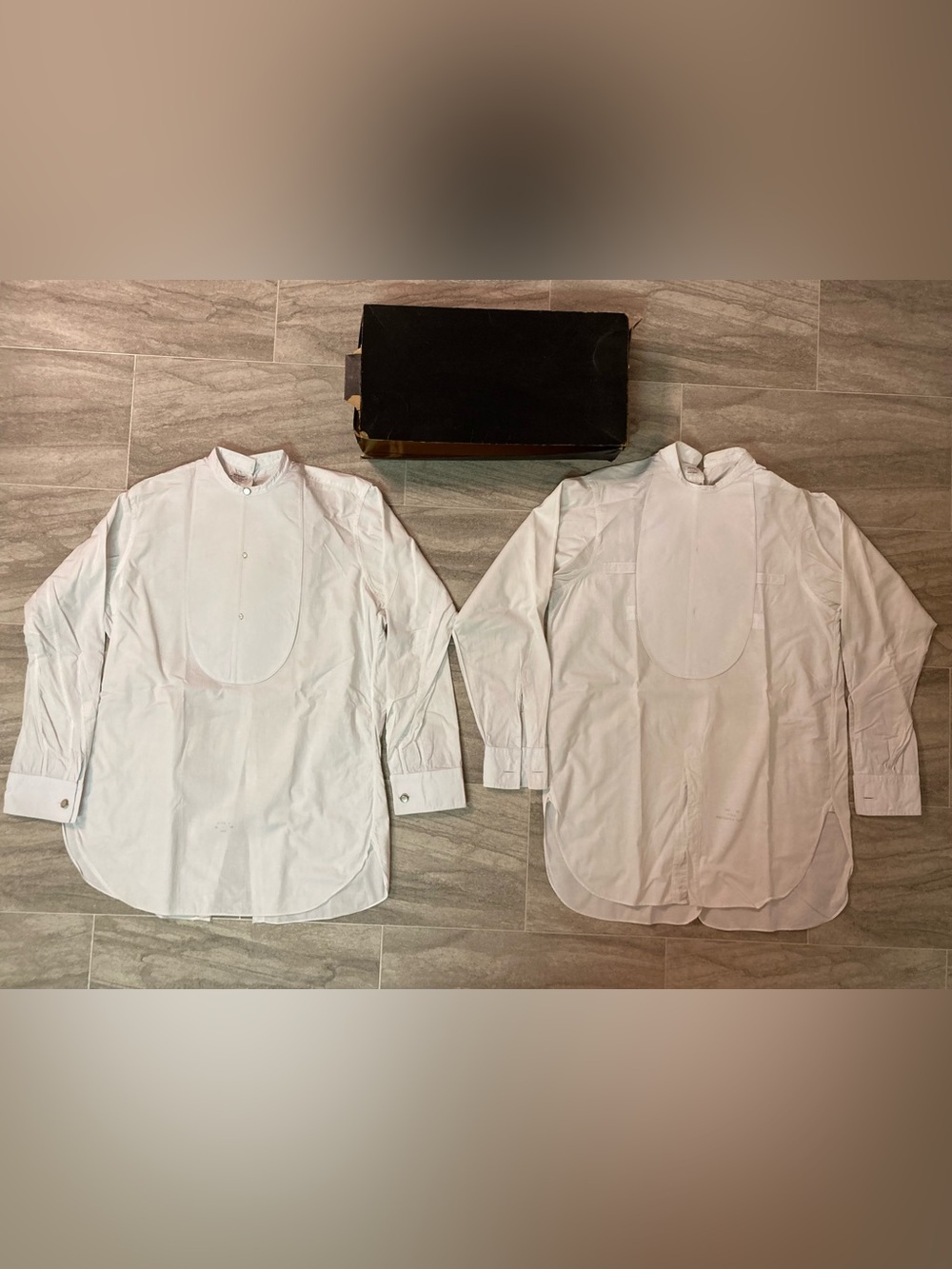 Rare True Vintage 1920s/30s Arrow White Mandarin-Collar Bib-Front Dress Shirts